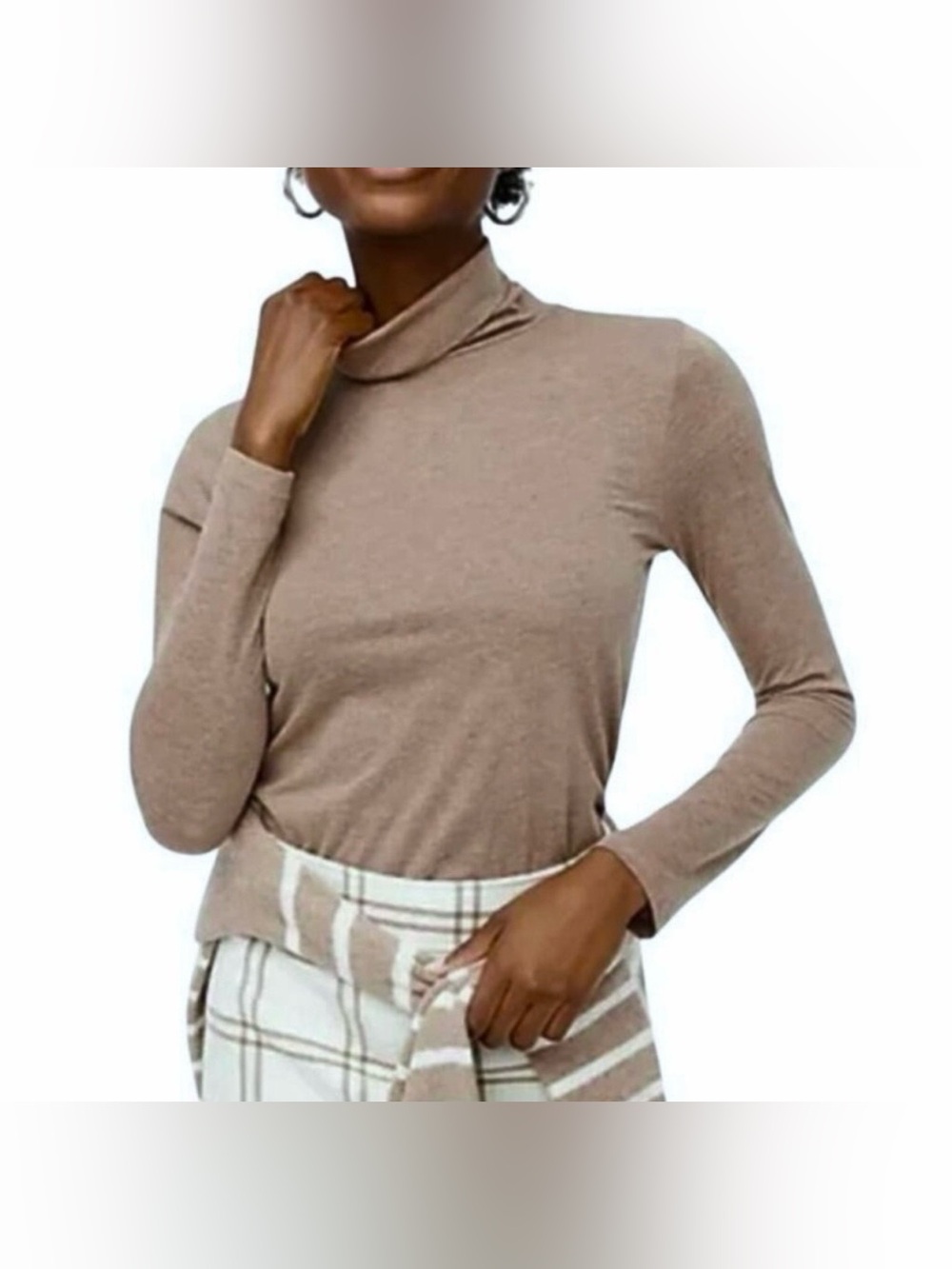 J. Crew Tissue Turtleneck in Heather Taupe